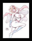 Power Girl in Space Sketch  (Original one of a kind) Drawing By Jeff Egli