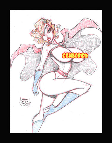 Power Girl in Space Sketch  (Original one of a kind) Drawing By Jeff Egli