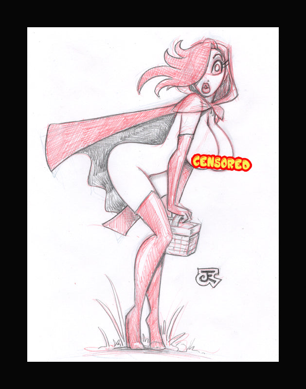 Red Hot Riding Hood -Jessica! (Original one of a kind) Drawing By Jeff Egli