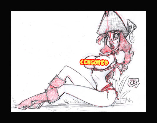Saffron Cover Pinup! (Original one of a kind) Drawing By Jeff Egli