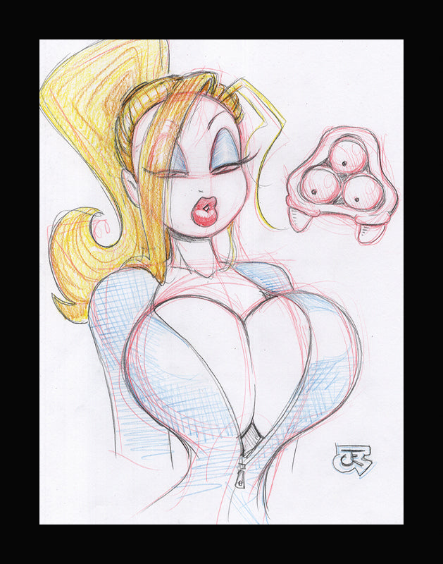 Jessica Samus Aran (Original one of a kind) Drawing By Jeff Egli