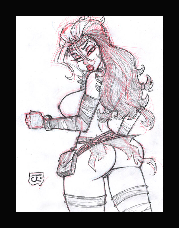 Rogue Booty - Savage Land (Original one of a kind) Drawing By Jeff Egli