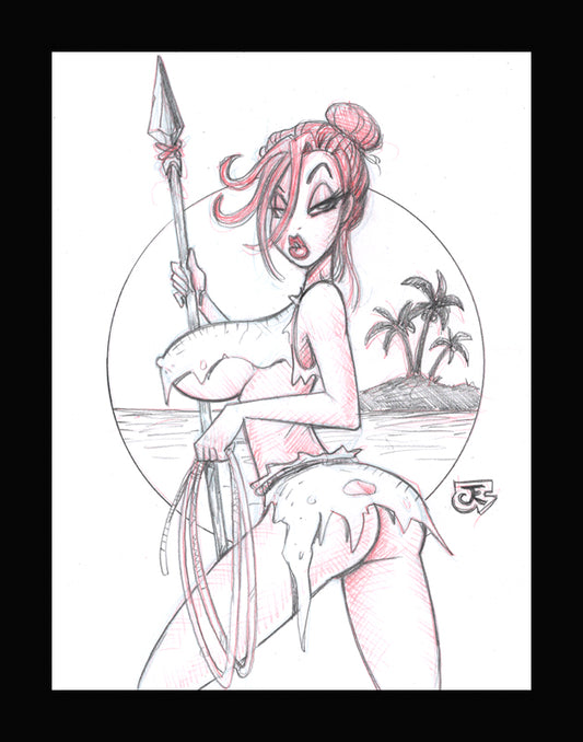 Shipwrecked Jessica Sketch (Original one of a kind) Drawing By Jeff Egli