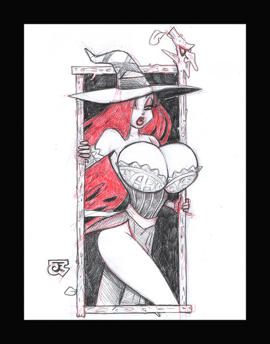 Sorceress Jessica!  (Original one of a kind) Drawing By Jeff Egli