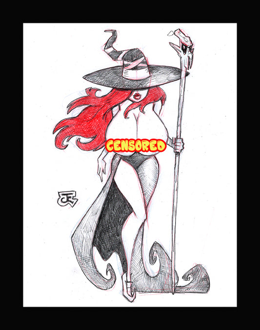 The Sorceress - Dragon's Crown (Original one of a kind) Drawing By Jeff Egli