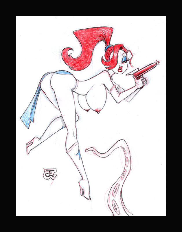 Cosmic Jessica Rabbit (Original one of a kind) Drawing By Jeff Egli