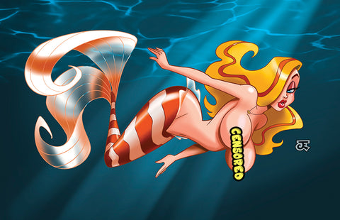 Goldie The Mermaid Swimming Pinup Print Large 11x17