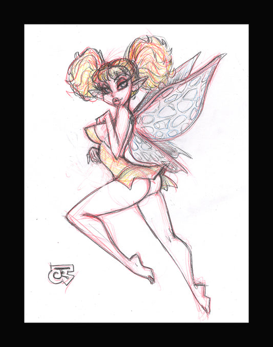 Tiki The Fairy (Original one of a kind) Drawing By Jeff Egli