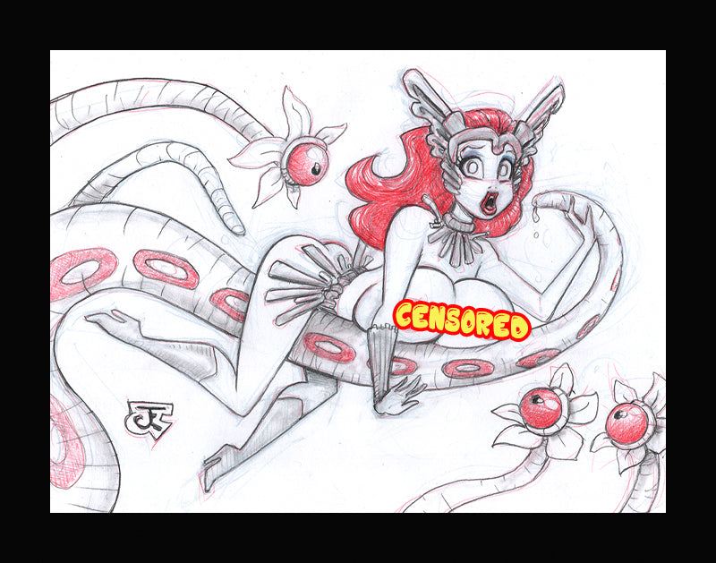Space Jessica- Sybil Danning Homage! (Original one of a kind) Drawing By Jeff Egli