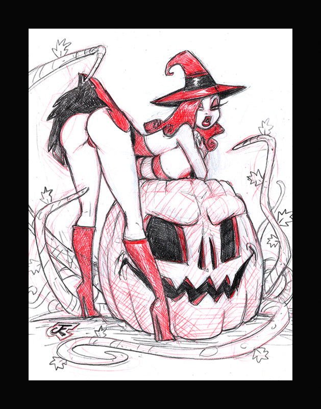 It's The Great Pumpkin, Jessica! (Original one of a kind) Drawing By Jeff Egli