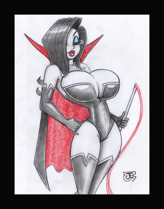 The Dark Queen Pinup #3 (Original one of a kind) Drawing By Jeff Egli